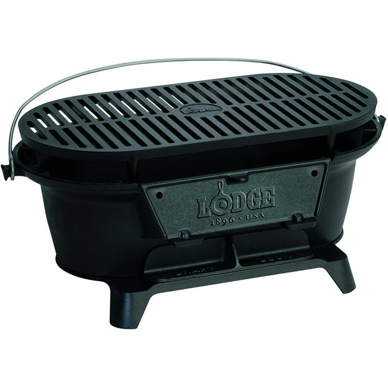 selvfølgelig apotek Ufrugtbar Lodge Cast Iron Sportsman's Grill. Large Charcoal Hibachi-Style Grill for  Picnics, Tailgaiting, Camping or Patio. Two Adjustable Heights. -  Walmart.com