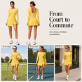 thumbnail image 5 of Feekit Women's Long Sleeve Tennis Golf Dress with Built-in Shorts High Stretch Athletic Workout Romper Skort Dress with Thumb Holes, 5 of 8