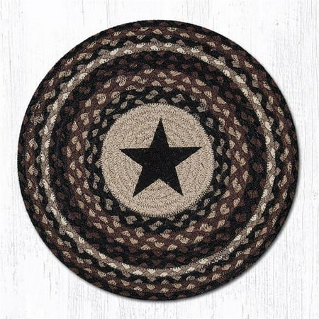 

15 in. Black Star Round Printed Placemat Rug
