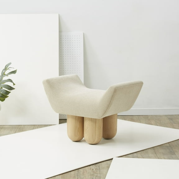 SAFAVIEH Couture Giancarlo Solid Boucle Modern Bench, Light Brown/Natural