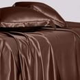 thumbnail image 3 of Cloud Fino Luxurious Satin Bed Sheets Chocolate Silk Sheets Queen 15 " Deep Pocket Pillowcases Sheet, 4-Piece, 3 of 6