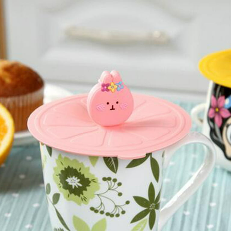 Ludlz Lovely Animal Lid Watertight Silicone Cup Lid Cover Mug Cap Block  dust Leakproof Lid 10.8cm Silicone Leakproof Dustproof Sealed Coffee Mug  Cup