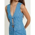 thumbnail image 2 of Biezeib Women's Summer Slim Tank Tops Sleeveless Deep V Neck Bow Tie Front Striped Vest, 2 of 6