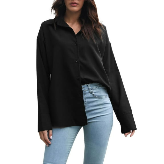 Clothing 2025 Super Soft Wrinkle Free Button Down Shirts for Women Formal Work Dress Blouses Tops Womens Button Down Shirts Boyfriend Long Sleeve Oversized Blouses Tops