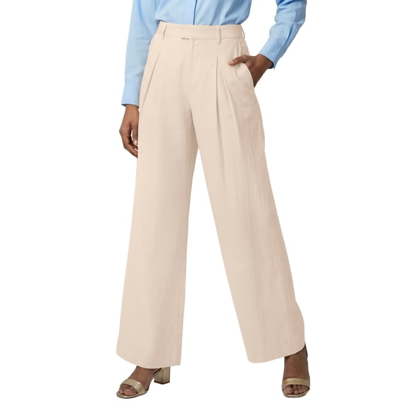 Jessica London Women's Plus Size Linen Wide-Leg Trouser