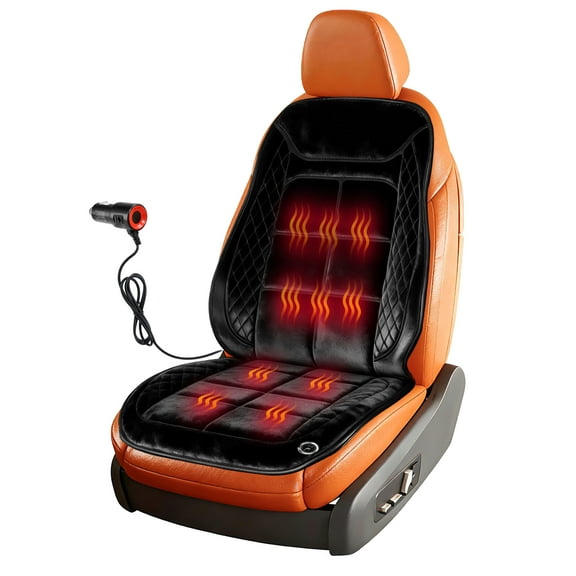 Heated Seat Cover for Car, Heated Car Seat Cushion Fast Heating, Front Seat Warmer with Temperature Control, Heated Seat Heater for Car SUV Truck RV, Black