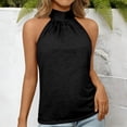 thumbnail image 4 of Black Tank Tops for Women Fashion Summer Tops Casual Top High Neck Sleeveless Tshirt Beach Vacation Loose Fit Shirt, 4 of 6