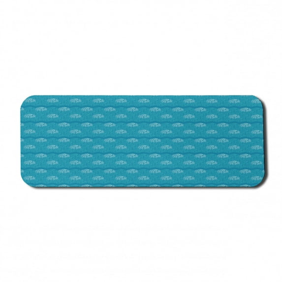 Blue Computer Mouse Pad, Aqua Theme Drops in Hexagons Wave Pattern Geometrical Design Abstract Art, Rectangle Non-Slip Rubber Mousepad Large, 31" x 12", Sea Blue Dark Seafoam, by Ambesonne