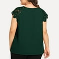 thumbnail image 5 of 2026 ! Clothes under $5 asdoklhq Womens Plus Size Tops,Womens Plus Size Solid Round Neck Floral Lace Shoulder T-shirt Tops Blouse, 5 of 9