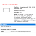 thumbnail image 2 of Radiator - Compatible with 1988 - 1993 Chevy S10 1989 1990 1991 1992, 2 of 2