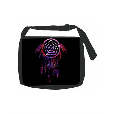 Wire Cork Purse Multicolored Dreamcatcher - Girls Black Laptop Shoulder Messenger Bag and Small Wire Accessories Case Set ()