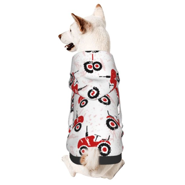 Fotbe Red Wheeled Tractors Sudadera con Estampado para Perros Pequeños – Suéter con Capucha para Mascotas, Tela Suave de Forro Polar con Bolsillo-X-Large
