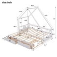 thumbnail image 7 of Extending Daybed with Two Storage Drawers,Wooden House Bed Tent Bed with Trundle and Roof,Multi-Function Daybed for Kids Living Room Bedroom,White, 7 of 7