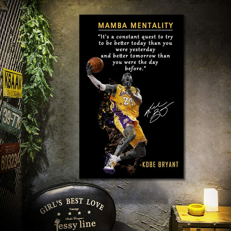 Kobe Bryant Inspirational Poster Canvas Wall Art Mamba Mentality Quote Canvas Wall Art Basketball Player Sports Home Decor Motivational Artwork For Home Office Gym Wall Decor Framed Ready to Walmart.c...