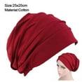 thumbnail image 2 of Soft Elastic Cloth Head Cap Hat Cotton Women Breathe Hat Ruffle Hat Chemo Cap PURPLE, 2 of 8