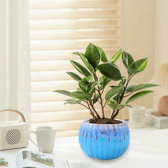 YOTQUSKI Ceramic Pumpkin Planter, Colorful Planter, Handmade Flower Vase for Fall Halloween Thanksgiving Farmhouses Home Room Office Decorations