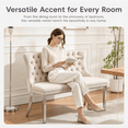 thumbnail image 4 of EHANCIS Luxury Velvet Wingback 2-Seat Dining Bench, Diamond Button Tufted Upholstery, Silver Stainless Steel Legs, Modern Decorative Seating for Dining Room, Kitchen and Entryway,Beige, 4 of 7