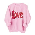 thumbnail image 5 of Valentines Day Pullover Sweatshirts Women Cute Heart Funny Valentine Sweater Tops Casual Long Sleeve Shirts, XS Pink, 5 of 6