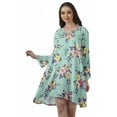 thumbnail image 1 of Moomaya Rayon Flared Dress For Womens Long Sleeve Printed V-Neck Casual Beach Dress For Girls, 1 of 7