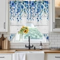 thumbnail image 6 of Spring Blue Floral Swag Curtains for Kitchen/Bedroom/Living Room, Farmhouse Weeping Floral Leaves Wood Scalloped Curtains 63 Inch Long, Window Swag Topper Curtains Valances 2 Panels Set 36"x63", 6 of 8