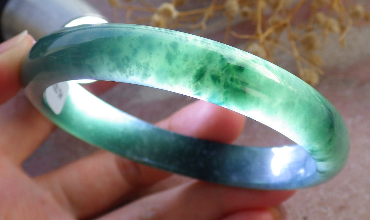 Icy Green Natural A JADE Jadeite Bangle Bracelet 60 mm 684211 TN