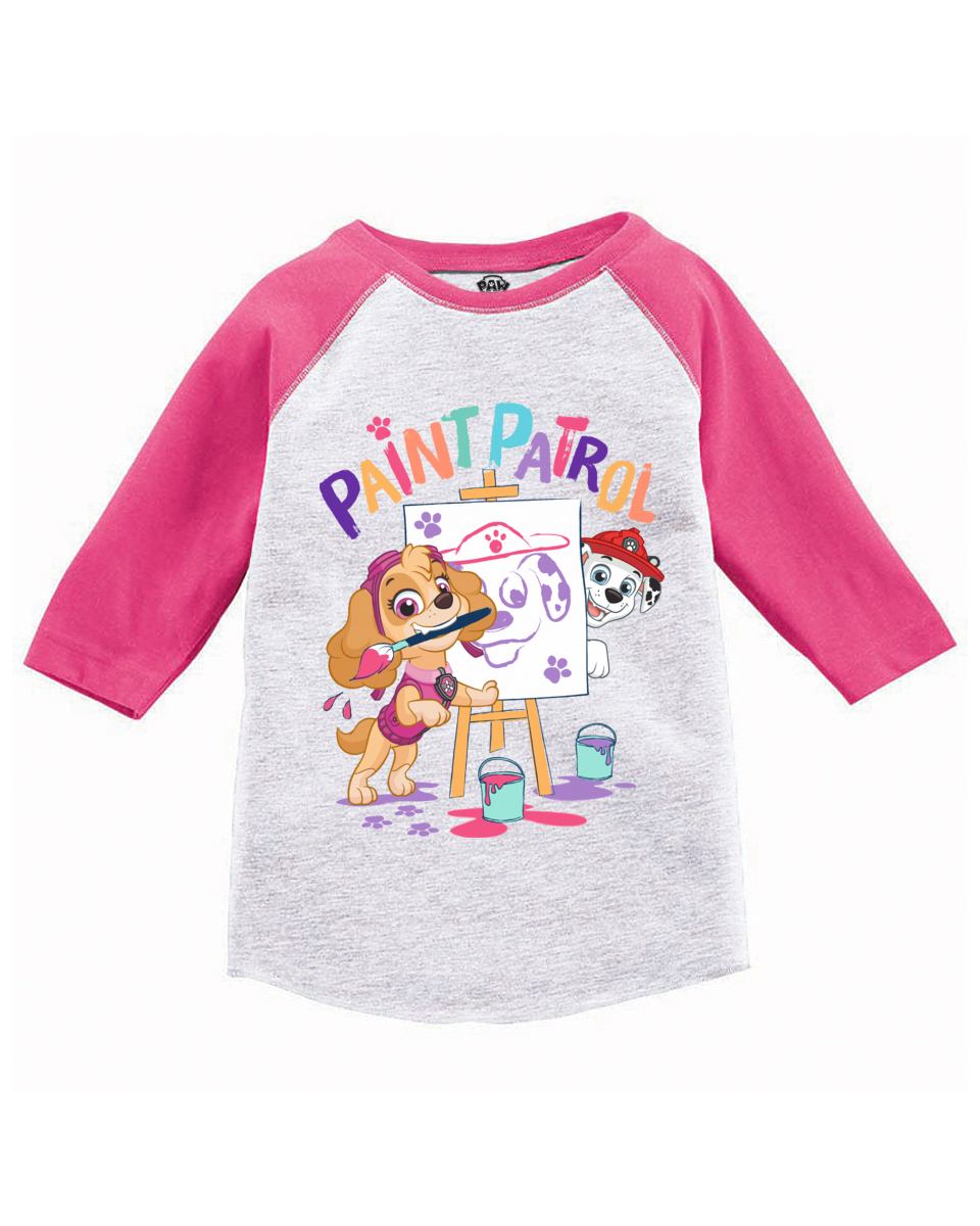 Paw Patrol Long Sleeve Shirts for Kids Toddler 3T 4T 5T - Painter Skye Girls Paw Patrol Tee, Kids Unisex, Pink