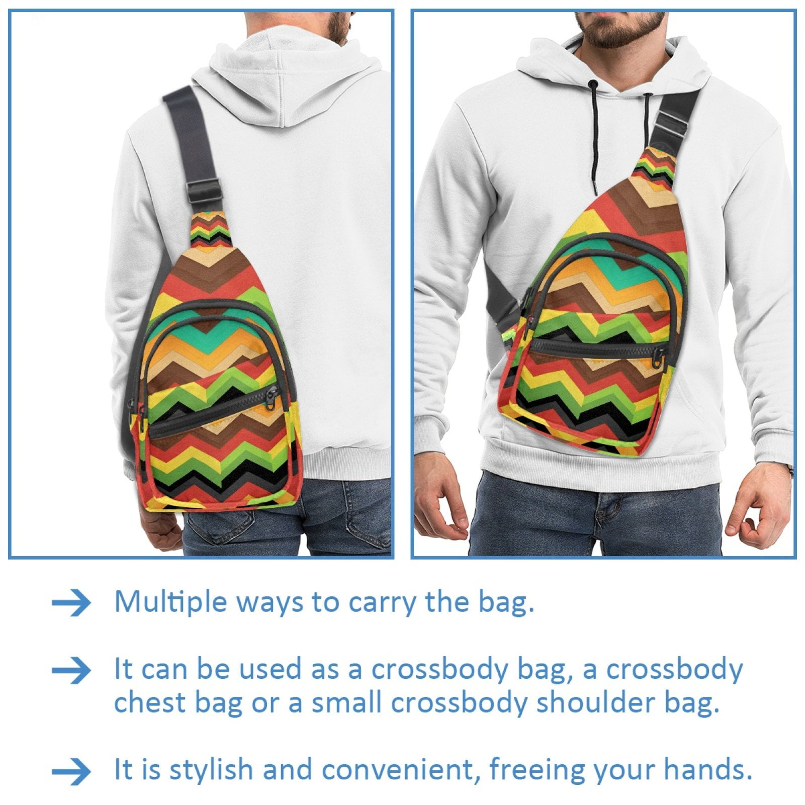 ERJLKXP Colorful Ripples Small Mens Women Crossbody Chest Bag, Travel Over Shoulder Sling Bag Backpack Men Side Bag,Daypack