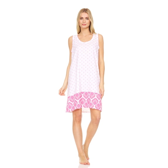 Lati Fashion Women Nightgown Sleeveless Female Nightgowns & Sleepshirts Pink X-Large