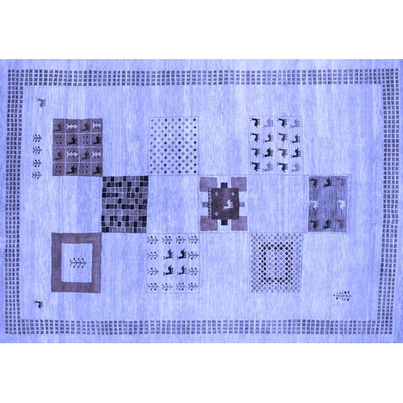 Ahgly Company Indoor Rectangle Abstract Blue Contemporary Area Rugs, 8' x 10'
