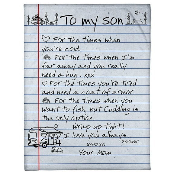 To My Son For The Times When You're Cold Camping Blanket Son From Mom Birthday Gift Home Decor Bedding Couch, 30x40in Fleece Blanket