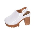 thumbnail image 2 of Slippers Women Women's Fashionable Casual Spring And Summer Solid Color Closed-Toe High Heels Heel Sandals,White,42, 2 of 9