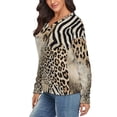 thumbnail image 2 of Leopard Zebra Texture V-neck Sweater Winter Clothes Long Sleeve Knitwear Sweater Women's Pullover, 2 of 5