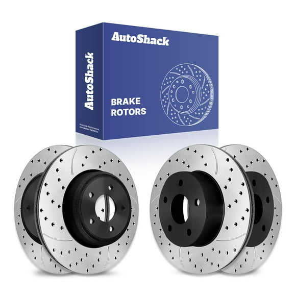 AutoShack Front Vented & Rear Vented Drilled & Slotted E-Coated Brake Rotors 4-PC Set Replacement for 2010-2011 Ford Ranger 2010 Mazda B4000 ShadowGuard