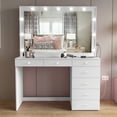 thumbnail image 4 of Ember Interiors Polly Modern White Painted Vanity Table, Lights, USB Port, for Bedroom, 4 of 6