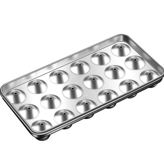 Stainless Steel Ice Cube Tray Molds With Lid For Freezer 18 Grid Metal Reusable Round Ball Ice Cube Maker For Home And Bar Use