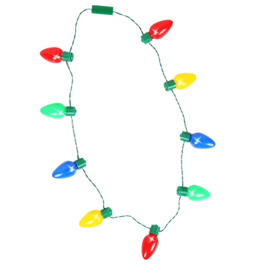 OOKWE Glow in The Dark Christmas Bulb Necklace Light Up Strawberry Necklace for Party