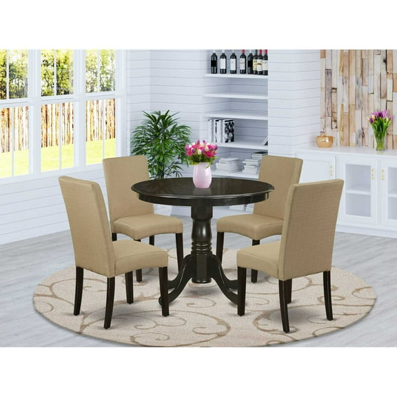 East West Furniture Antique 5-piece Wood Dining Set in Cappuccino/Brown