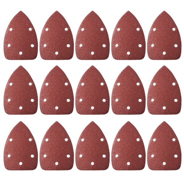 Lijas de Detalle Triangular Uxcell, Papel de Lijado, Almohadillas de Lijado, Variadas, 5 Agujeros, 40 Granulaciones, 15 piezas