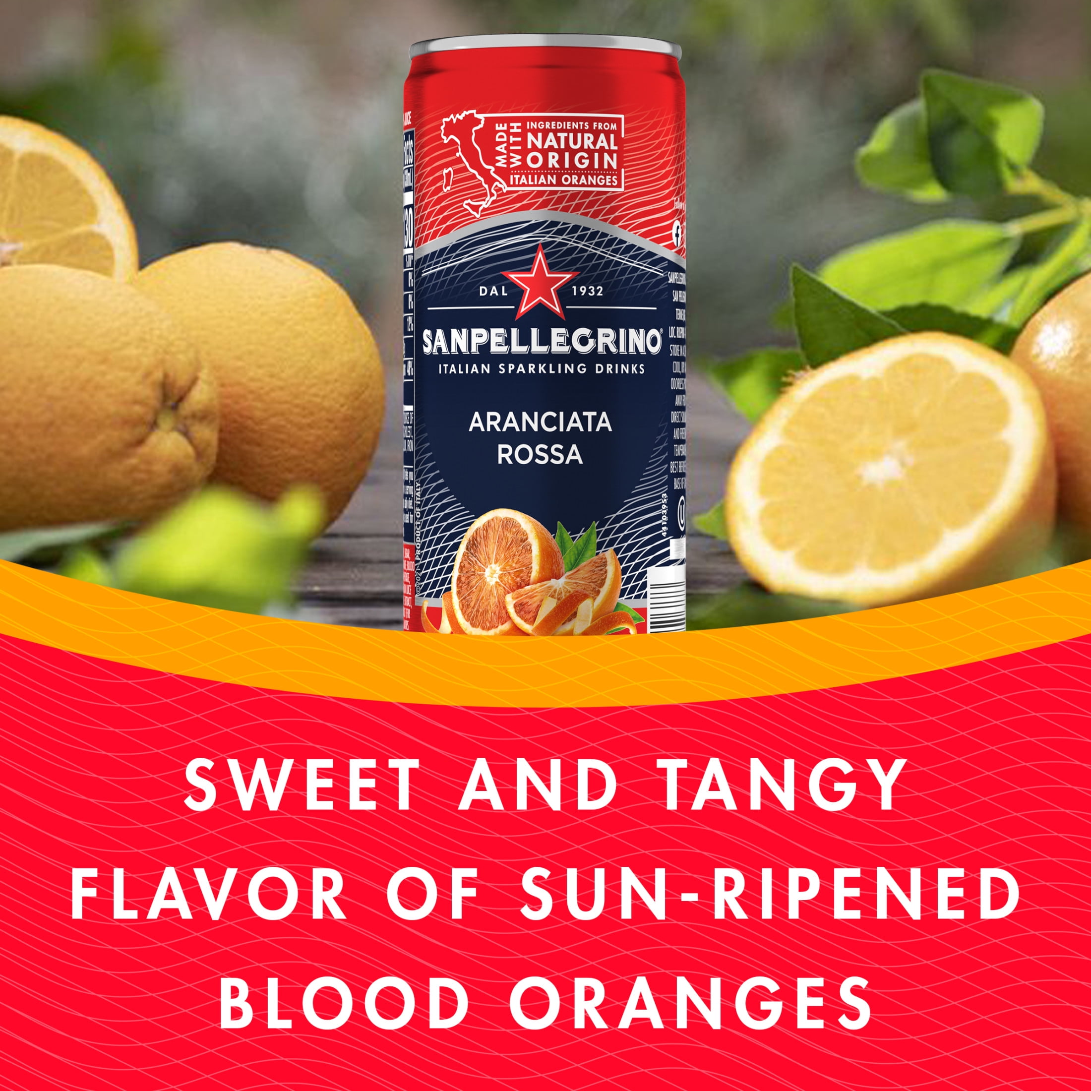 Sanpellegrino Sparkling Orange and Blood Orange Beverage: Blood Orange Flavor for Halloween, 24 Pack of 11.15 Fl Oz Cans