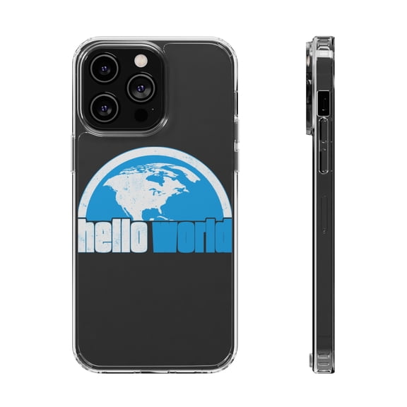 DistinctInk Clear Case for Apple iPhone 15 PRO (6.1" Screen) - Hello World