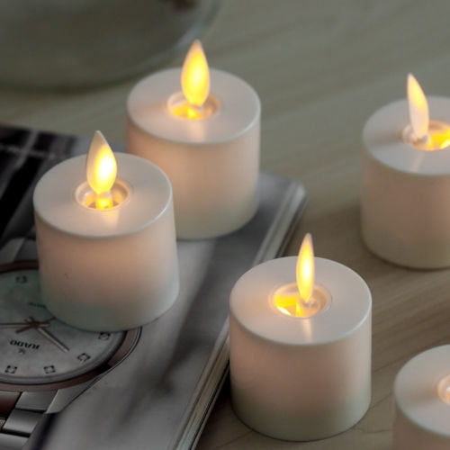 Flameless Battery Operated Tealight Candles w/Remote Moving Wick 4pc