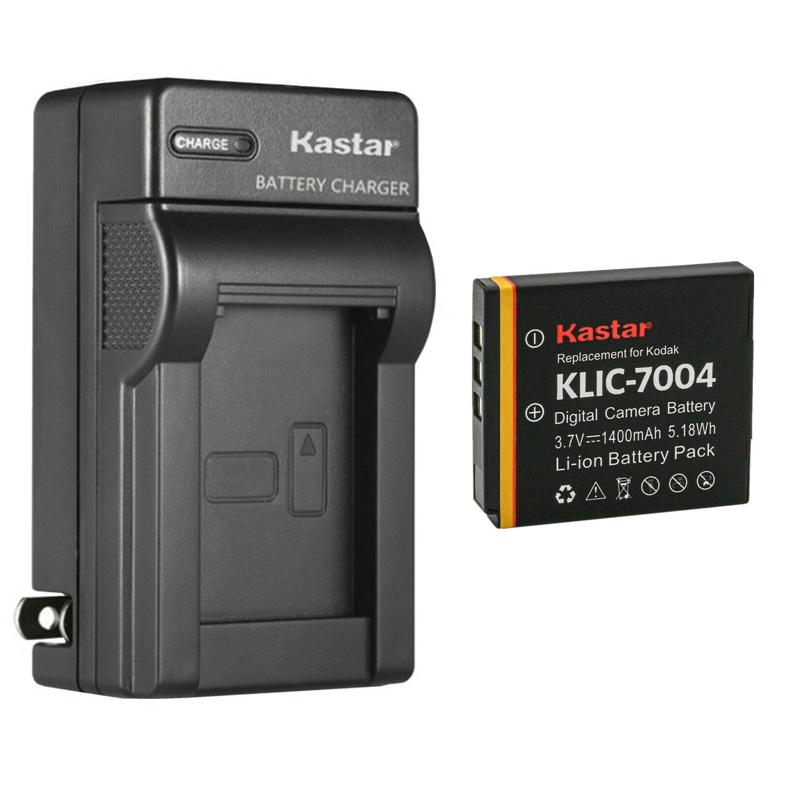 Kastar 1-Pack KLIC-7004 Battery and AC Wall Charger Replacement for Kodak KLIC-7004 K7004 Battery Kodak K7700 Charger Kodak Zi8 EasyShare V1233 EasyShare V1253 EasyShare V1273 Digital Camera