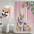 thumbnail image 5 of Cartoon Dogs Shower Curtain, Waterproof Shower Curtains for Bathroom, Pink Floral Summer Botanical Washable Fabric Bathtub Curtain Set Bath Decor with 12 Hooks Long 72"x84", 5 of 8