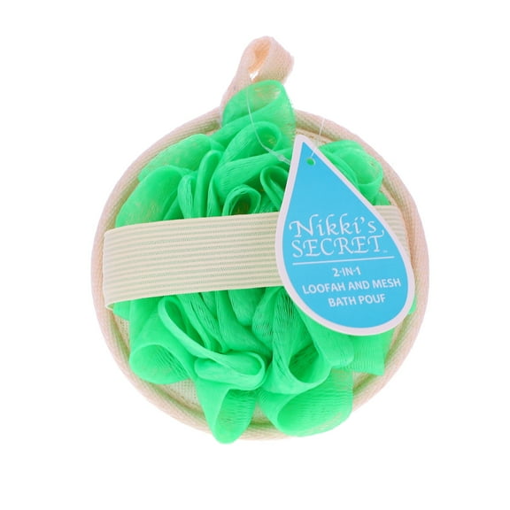 Nikki Secret 2-in-1 Loofah and Mesh Bath Pouf