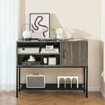 thumbnail image 2 of Gymax Buffet Sideboard w/ Power Outlets & USB Ports Wine Racks & Storage Shelves Rustic Grey & Black, 2 of 10