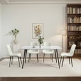 thumbnail image 2 of White PU Leather Dining Chair Set of 4,Upholstered High Quality PU Leather Seat with Black Metal Legs,Modern Comfortable Kitchen Chair with safe Foot Pads,Ergonomic Design,for Dining Living Room, 2 of 7