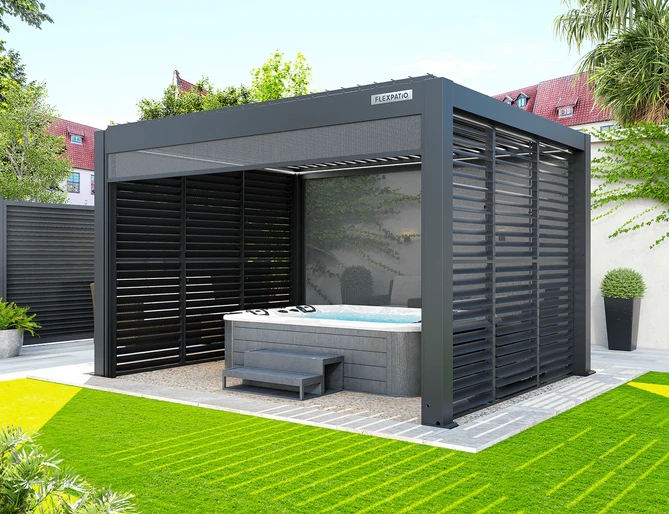 FlexPatio 10'x10'Motorized Pergola Kit（4-inch post）,Gray