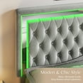 thumbnail image 6 of Merluxy Full Size Bed Frame with Led Lights Headboard,Acrylic Mirror Accents,No Box Spring Needed,VelvetLight Grey, 6 of 9