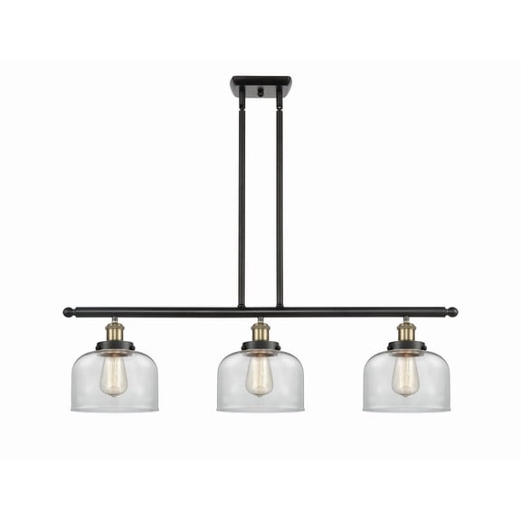916-3I-BAB-G72 Innovations Lighting Bell - 3 Light Stem Hung Island In Industrial Style-11 Inches Tall and 36 Inches Wide-Black Antique Brass