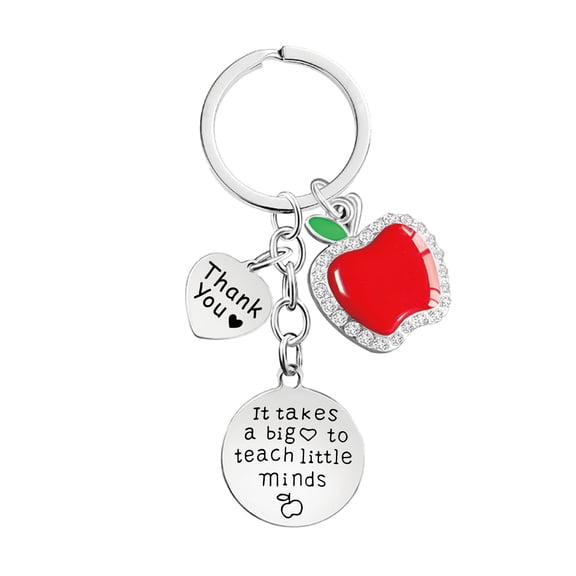 Heart-Shaped Keychain with Dripping Apple Graduation Season & Teacher Appreciation Day Gift Metal Keychain for Teachers